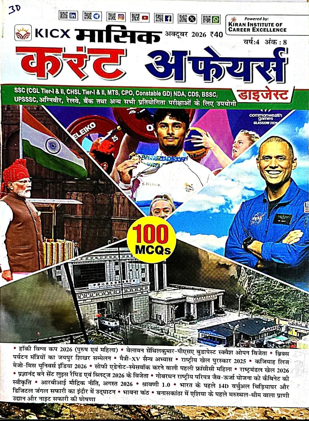 Current Kiran KICX Masik Current Affairs October Hin.m